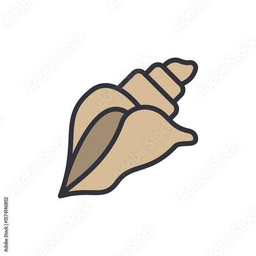 Elegant Illustration Of An Isolated Conch Shell With Clean Outlines