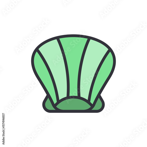 Stylized Green Seashell Illustration On Transparent Display For Creative Use