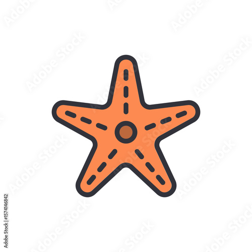 Stylized Starfish Icon In Orange And Brown With Dotted Accents