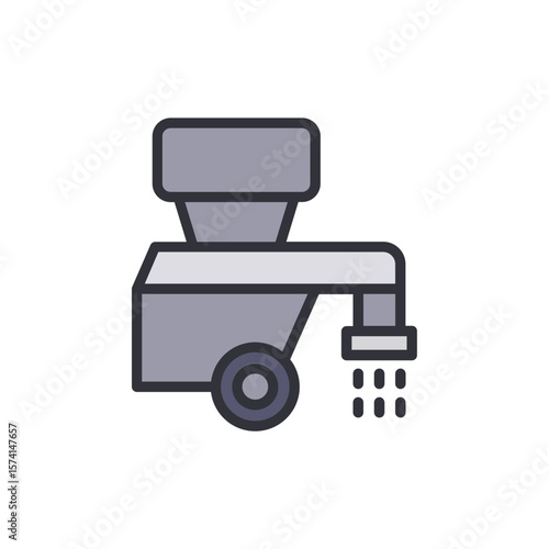 Stylized Illustration Of An Agricultural Seed Drill For Farming Purposes