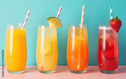 Colorful summer drinks collection. High quality