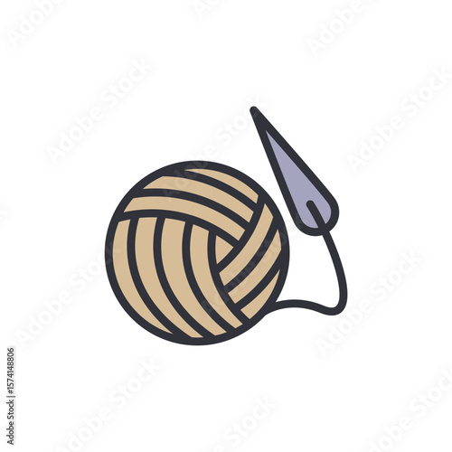 Illustration Of A Ball Of Yarn With A Knitting Needle Attached