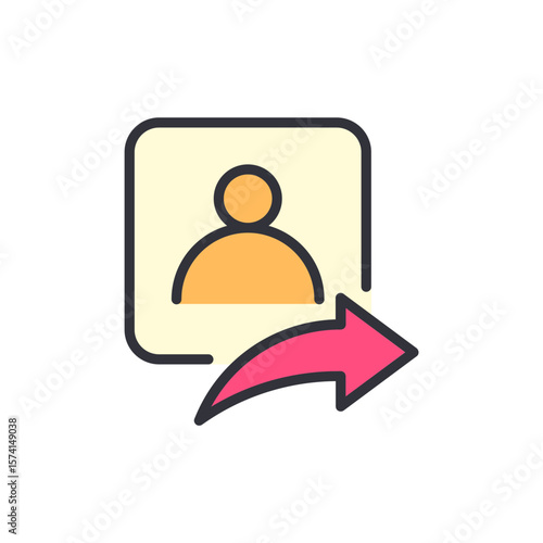User Profile With Forward Arrow Indicating Data Sharing Or Transfer