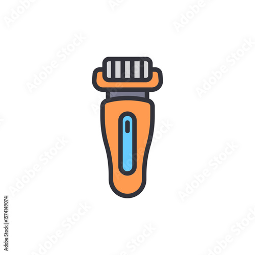 Minimalistic Illustration Of An Orange Electric Epilator With Striped Head