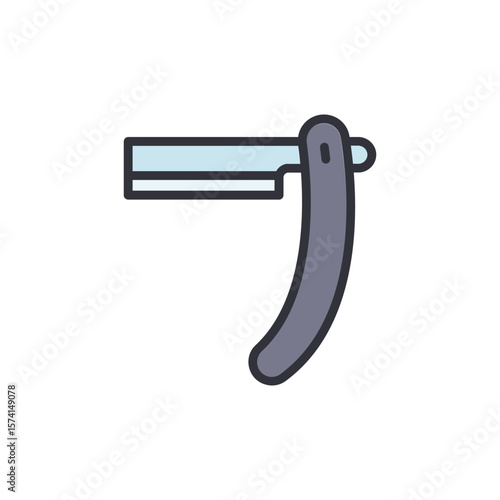 Stylized Illustration Of An Old Fashioned Straight Razor On Transparency