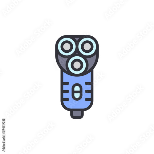 Electric Shaver Machine Illustration In Blue And Grey Color Scheme