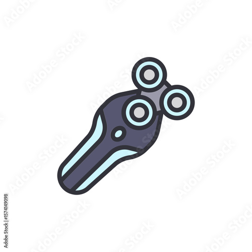 Modern Electric Shaver Depiction With Round Cutting Heads Design Style
