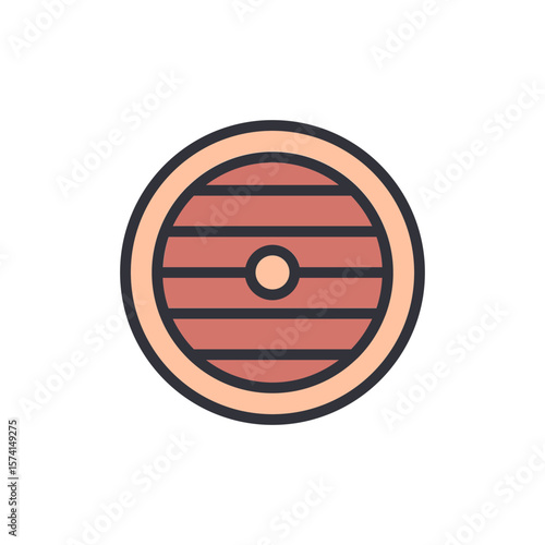 Stylized Illustration Of Wooden Shield With Horizontal Planks Design