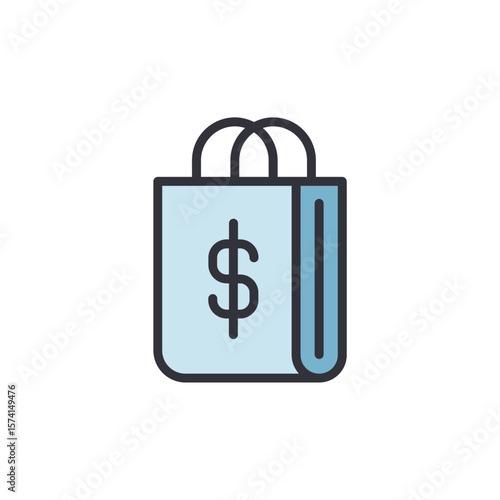 Shopping Bag With Dollar Symbol For Online Commerce Transaction