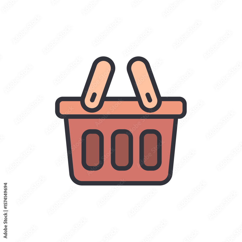 Stylized Shopping Basket Icon With Rounded Elements And Clean Design Stylized Shopping Basket Icon With Rounded Elements And Clean Design