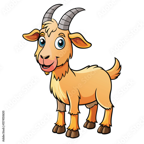 Cartoon goat with a cheerful expression