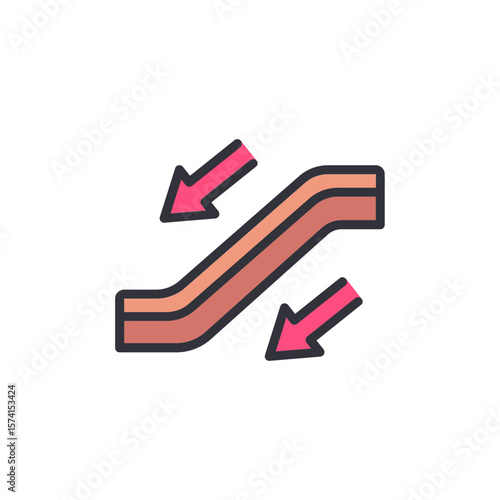 Stylized Escalator Icon With Directional Arrows And Transparent Field