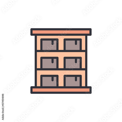 Warehouse Shelving Unit With Multiple Boxes Displayed Inside