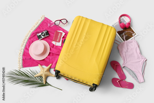 Composition with suitcase, ...