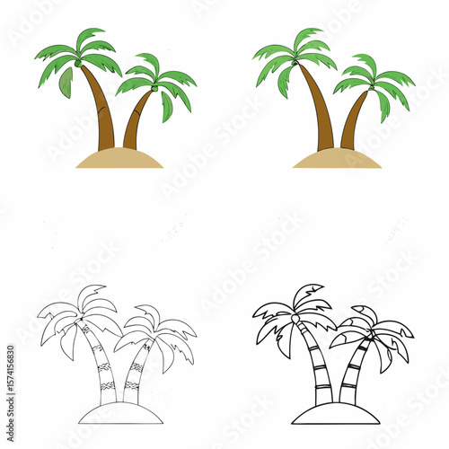 set of tropical palms