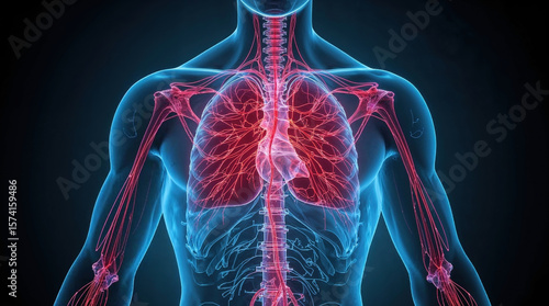 Wallpaper Mural Human Circulatory System Diagram Showing Arteries And Veins In Chest And Arms In Blue Anatomy Torontodigital.ca