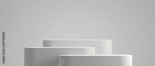 3D product background. 3d podium and white background for cosmetics, product presentation. 3d rendering illustration.