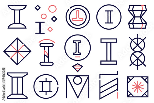 Abstract letter i branding element featuring bold geometric shapes and a striking color palette for modern business identity creation