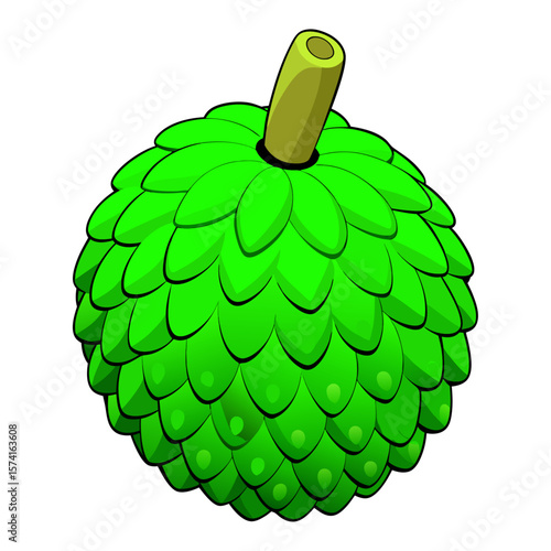 Bright green fruit with yellow stem healthy food
