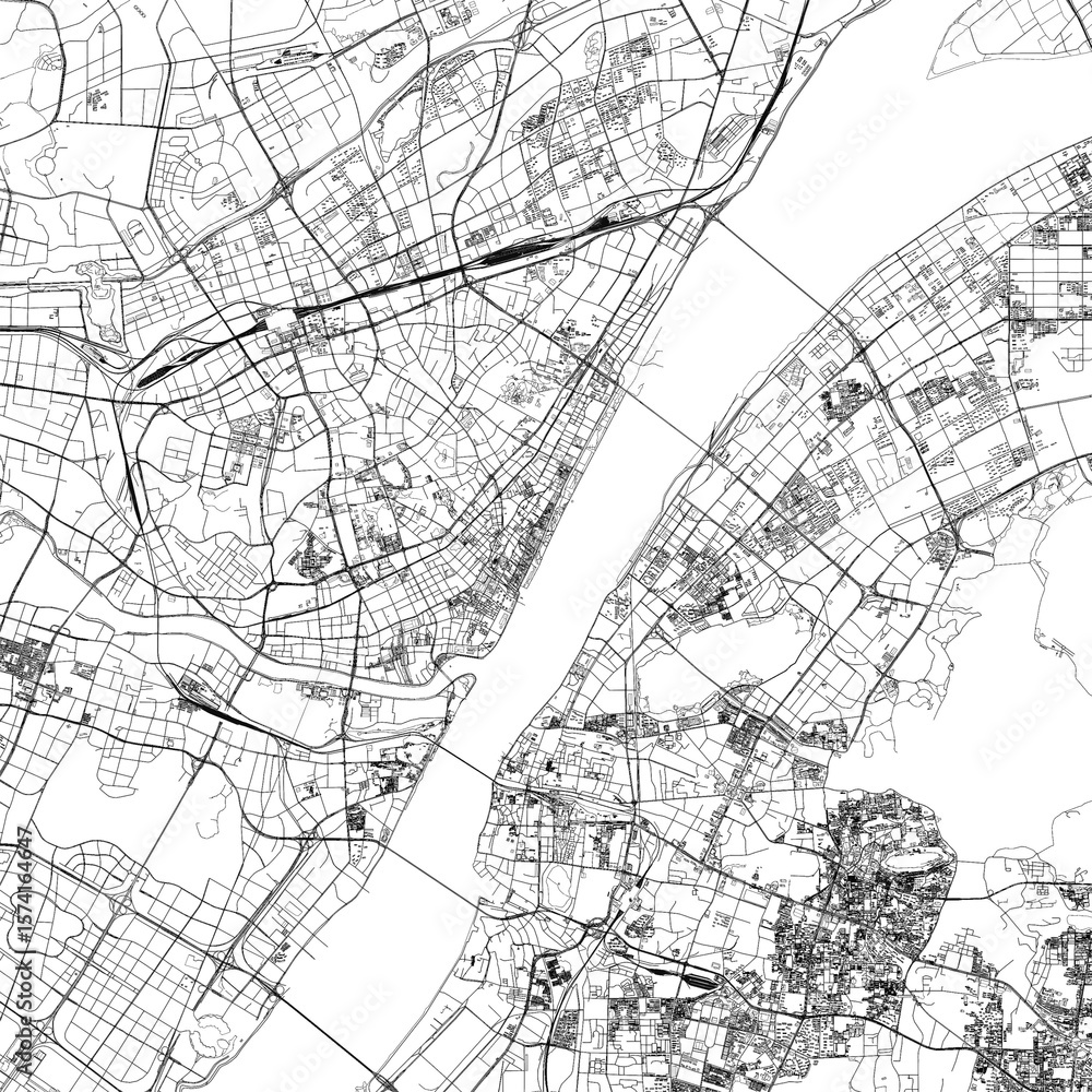 3D illustration of city and urban in Wuhan China 3D illustration of city and urban in Wuhan China
