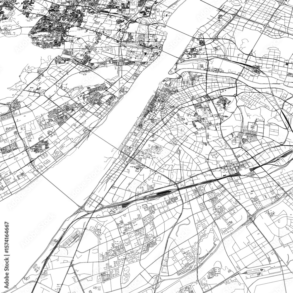 Naklejka premium 3D illustration of city and urban in Wuhan China