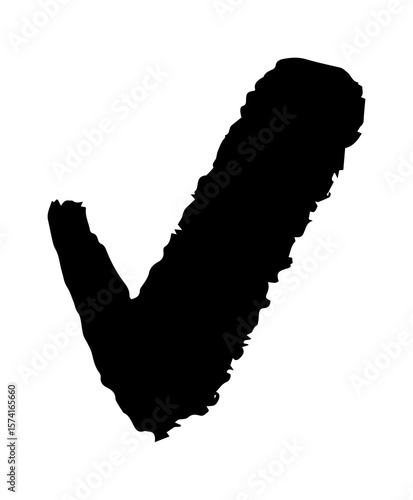 Hand-drawn doodle check mark icon simple cute sketch symbol of success, approval, and correctness isolated on white background for journals and creative projects.