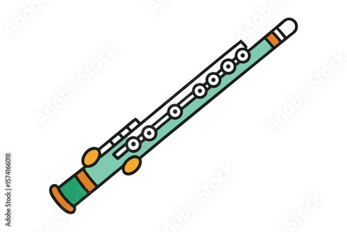 teal flute musical instrument cartoon style clip art preview