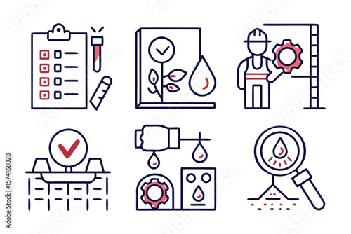 Comprehensive collection of quality control and assurance symbols for product inspection manufacturing standards and operational excellence processes