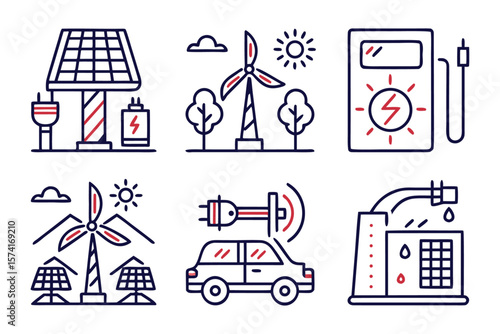 Abstract graphic representing clean energy sources and a commitment to environmentally friendly power generation with vibrant color accents
