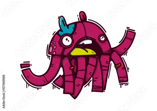 Monstruo con tentáculo rosas