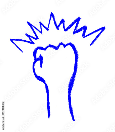 Hand Punch Effect Crayon Chalk Drawing Vector Set