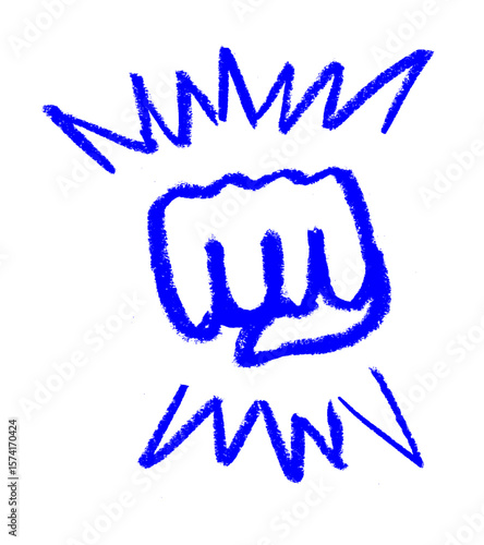 Hand Punch Effect Crayon Chalk Drawing Vector Set