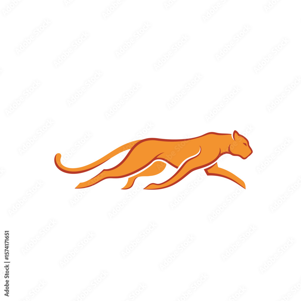 Fototapeta premium Running cheetah logo vector. Modern panther mascot for sports, speed, and logistics. 