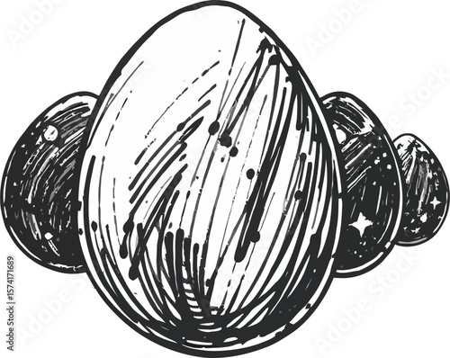 A tight close-up hand-drawn sketch of a color sketchnote style egg icon