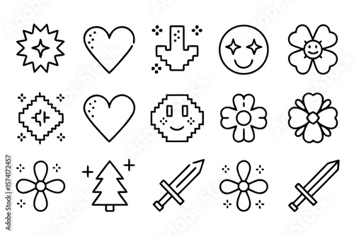 A nostalgic collection of hand drawn elements capturing the spirit of the y2k era and groovy aesthetics for creative projects