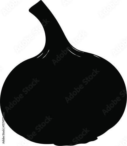 vector illustration of a garlic silhouette against