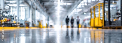 Blurred interior of a large industrial facility