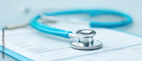 Medical consultation overview stethoscope and patient records healthcare facility image clinical environment close-up health awareness