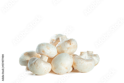 Whole fresh champignons isolated on white background.