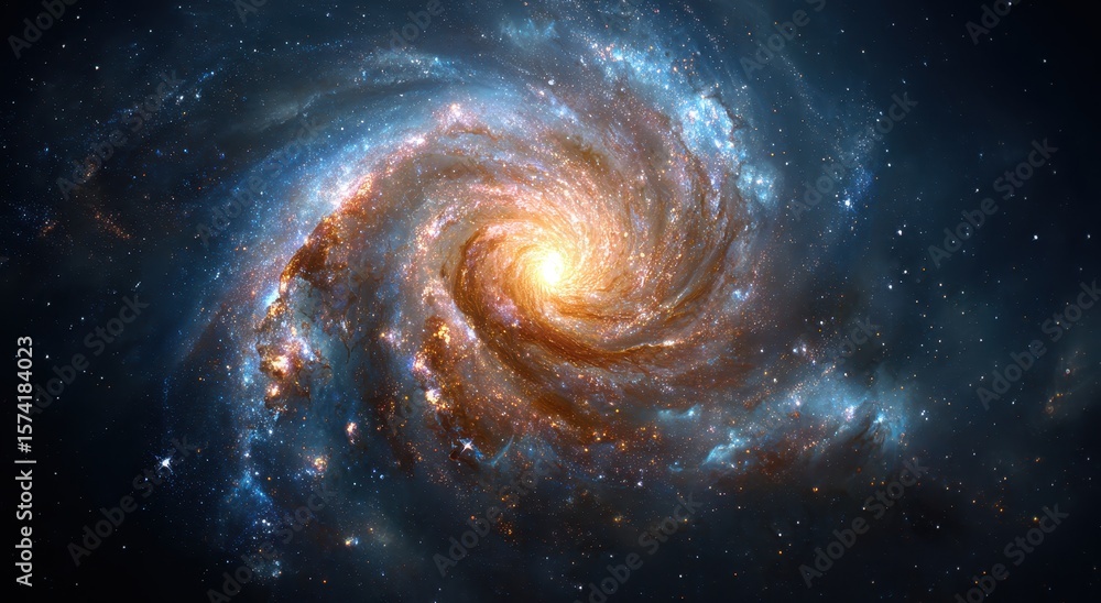 Obraz premium Spiral Galaxy Lights Cosmos with Brilliant Swirls for Astronomical Education