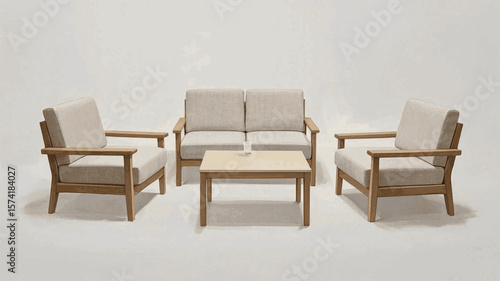 Gathering Wash Beige Living room sofa set isolated watercolor vector illustration svg