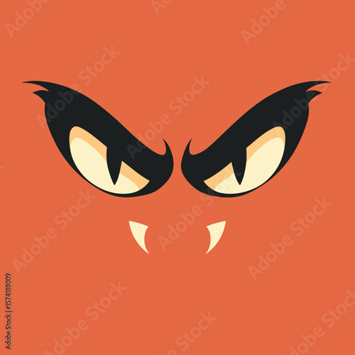 Scary Evil Bat Face Vector Logo, Illustration. Horror Concept.