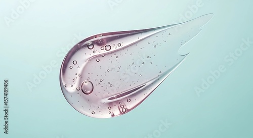 Close-up of a translucent, pinkish cosmetic gel, showing its texture and smooth surface.