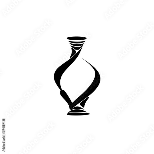 Creative silhouette pictogram featuring an elegant vase design with flowing lines and curves in a minimalist style