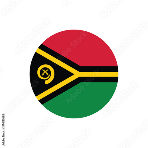 Vanuatu Flag Button. Round Vanuatu flag icon. Vanuatu flag badge Vector for independence day celebration Png on transparent background.eps