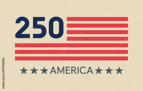 America 250 years anniversary, Number 250 logotype for fourth July. Editable file