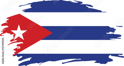 grunge brush stroke flag of cuba isolated on white background, artistic representation of cuban national identity

