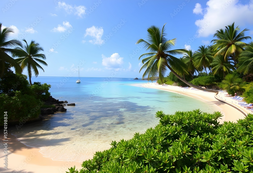 Fototapeta premium tropical beach with coconut palm trees
