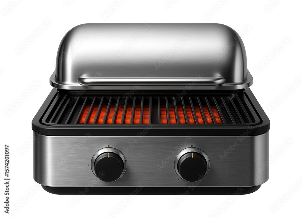 Obraz premium A high-performance outdoor electric grill with infrared heating technology, designed for efficient grilling in a large residential backyard.