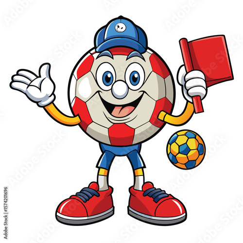 Cartoon soccer ball referee character